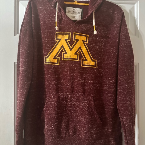 Minnesota Gophers Heathered Maroon long Hoodie with Gold Logo - Picture 1 of 11